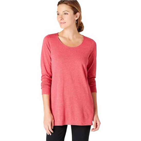 J. Jill -504 - NWT Soft‎ Ruby Heathered Tunic Top Long Sleeves Extra Small - Picture 2 of 8